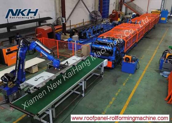 خرید دستگاه دو لایه ای رول شکل گیری با ربات پالتیزه کردن درب شاتر و پانل لوله دار online manufacture